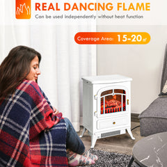 22" Electric Fireplace Heater, Freestanding Fire Place Stove with Realistic LED Flames and Logs, and Overheating Protection, 750W/1500W, White