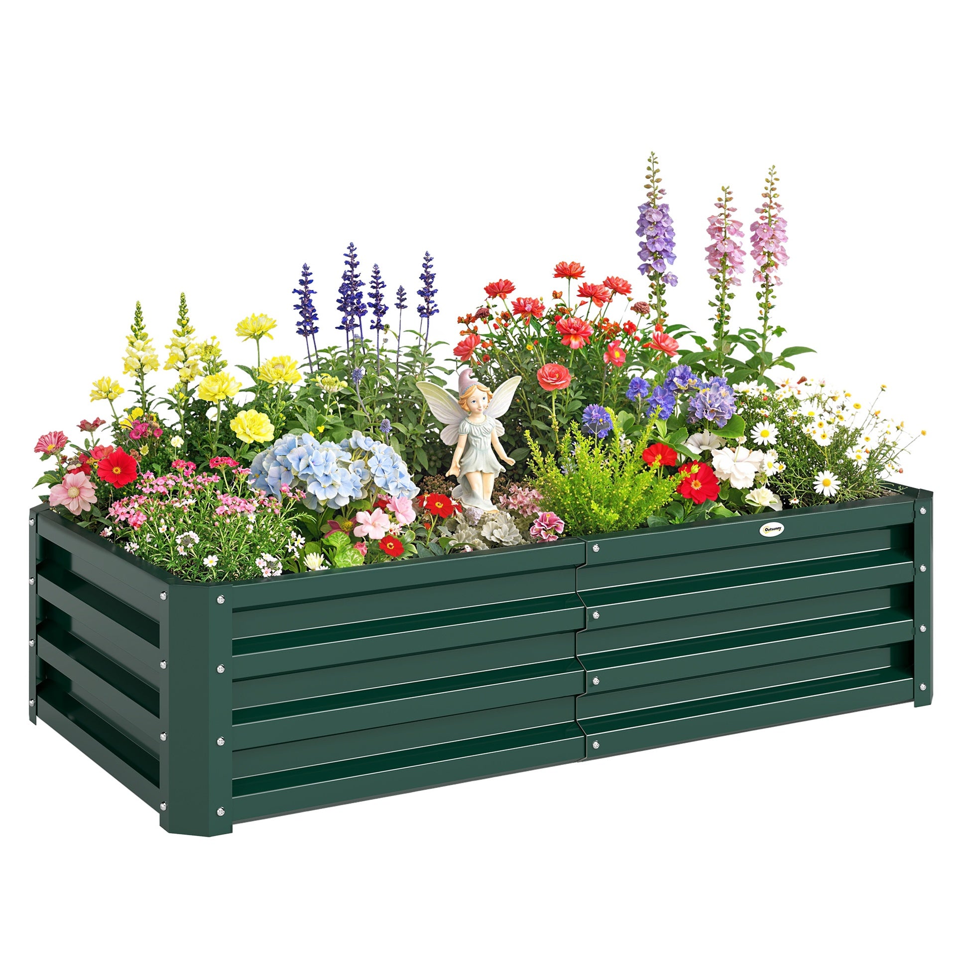 Outsunny Galvanized Raised Garden Bed, 4' x 2' x 1' Metal Planter Box, for Growing Vegetables, Flowers, Herbs, Succulents, Green