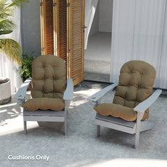 Outsunny Adirondack Chair Cushions Set of 2, Tufted High Back Patio Non-Slip Cushions for Adirondack Chairs, Khaki