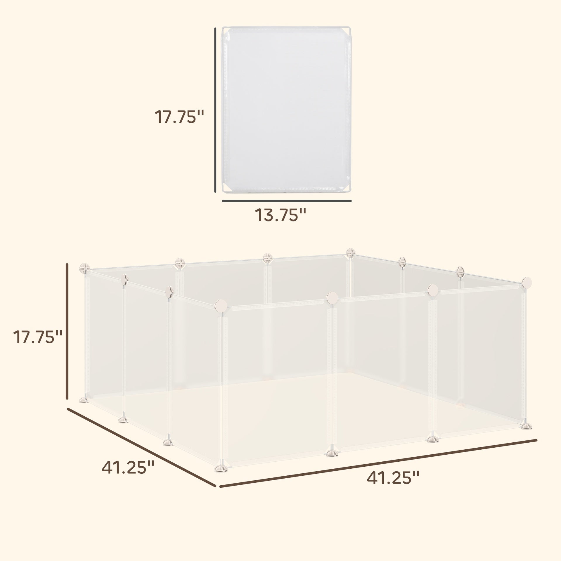 PawHut Pet Playpen DIY Small Animal Cage Open Enclosure Portable Plastic Fence 12 Panels for Guinea Pig Hedgehog White, 18" x 14"