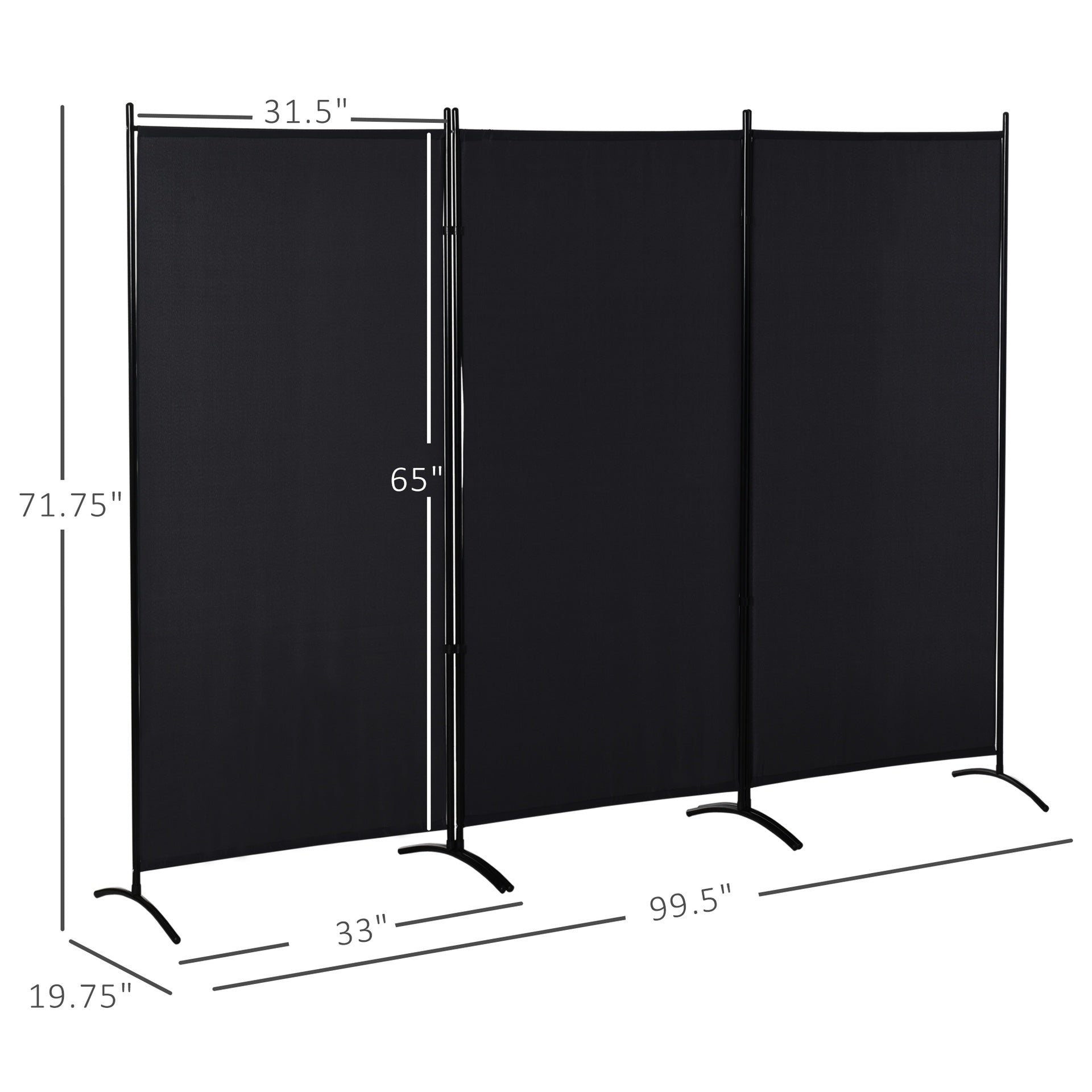 HOMCOM 6' 3 Panel Room Divider, Indoor Privacy Screen for Home, Black