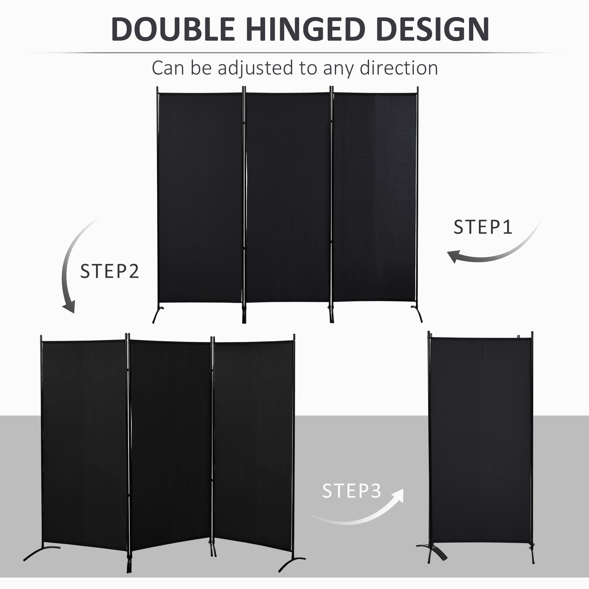 HOMCOM 6' 3 Panel Room Divider, Indoor Privacy Screen for Home, Black