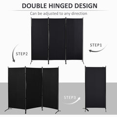 HOMCOM 6' 3 Panel Room Divider, Indoor Privacy Screen for Home, Black