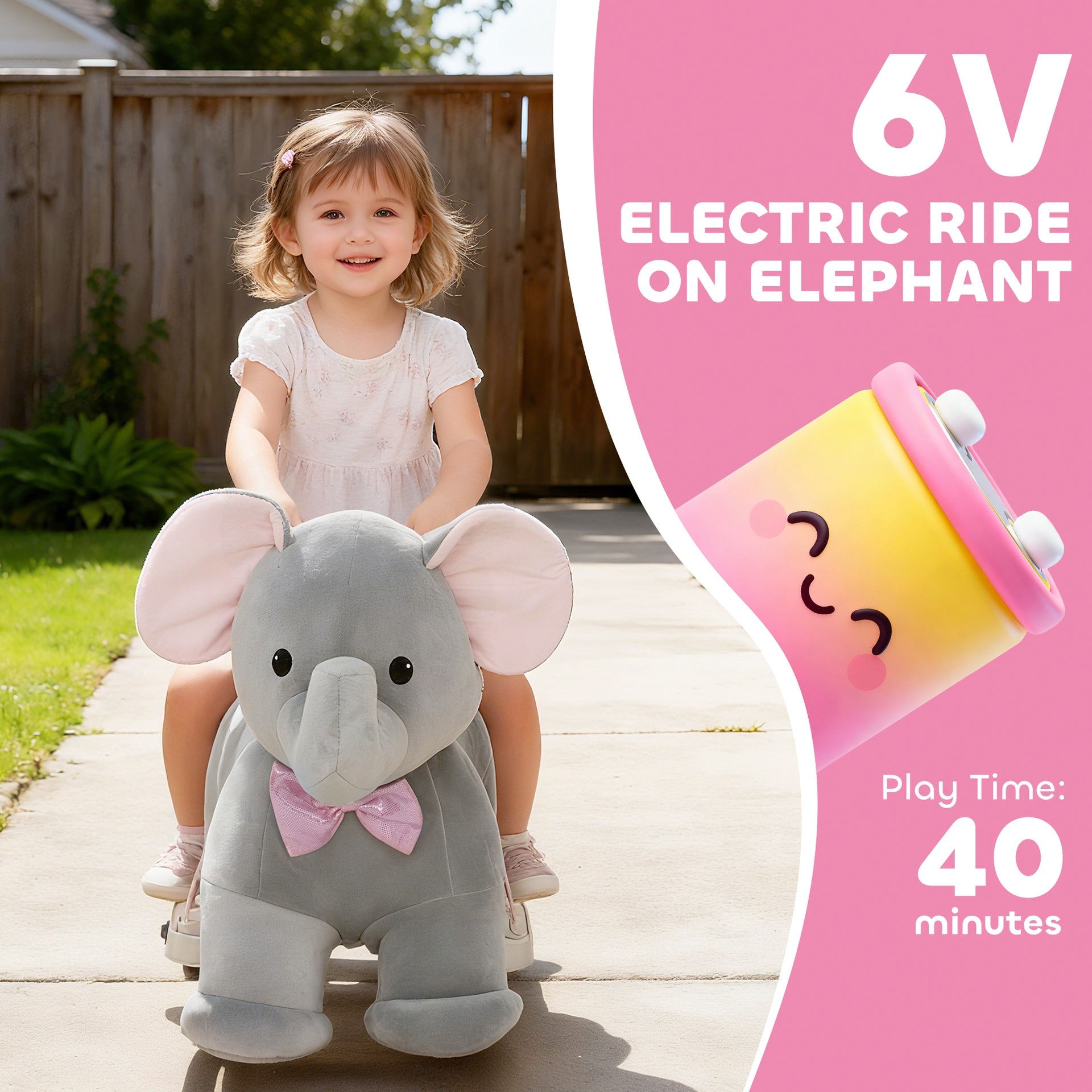 Qaba 6V Ride on Horse with Music, Forward, Soft Touch, Foot Pedal, for Boys Girls 1.5-5 Years Old