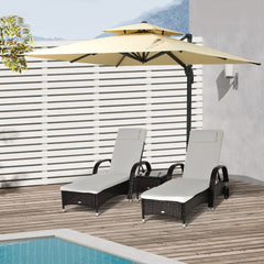 Outsunny 10ft Offset Patio Umbrella, Hanging Cantilever Umbrella, Square Shape, Aluminum Cross Base, Tilt, 360-Degree Rotation, Beige