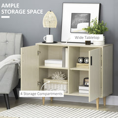 HOMCOM Sideboard Buffet Cabinet, Kitchen Cabinet, Accent Cabinet with Double Doors, Adjustable Shelves and Wood Legs for Living Room, Natural