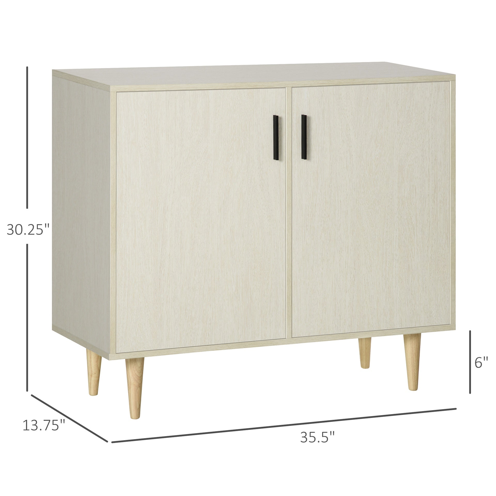 HOMCOM Sideboard Buffet Cabinet, Kitchen Cabinet, Accent Cabinet with Double Doors, Adjustable Shelves and Wood Legs for Living Room, Natural