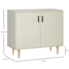 HOMCOM Sideboard Buffet Cabinet, Kitchen Cabinet, Accent Cabinet with Double Doors, Adjustable Shelves and Wood Legs for Living Room, Natural