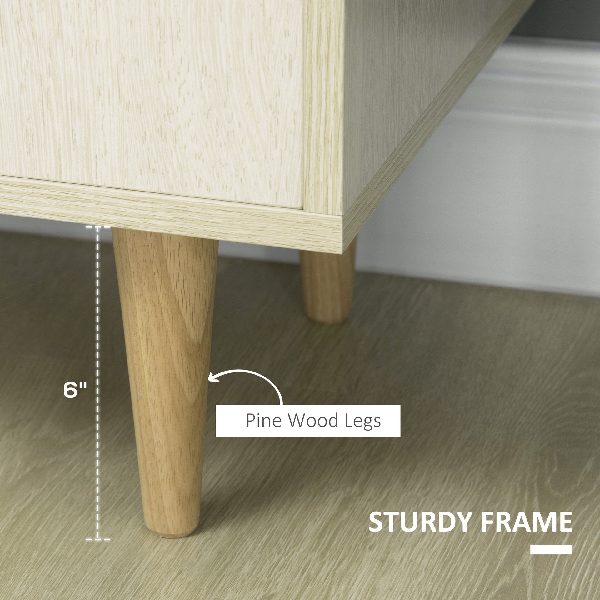 HOMCOM Sideboard Buffet Cabinet, Kitchen Cabinet, Accent Cabinet with Double Doors, Adjustable Shelves and Wood Legs for Living Room, Natural