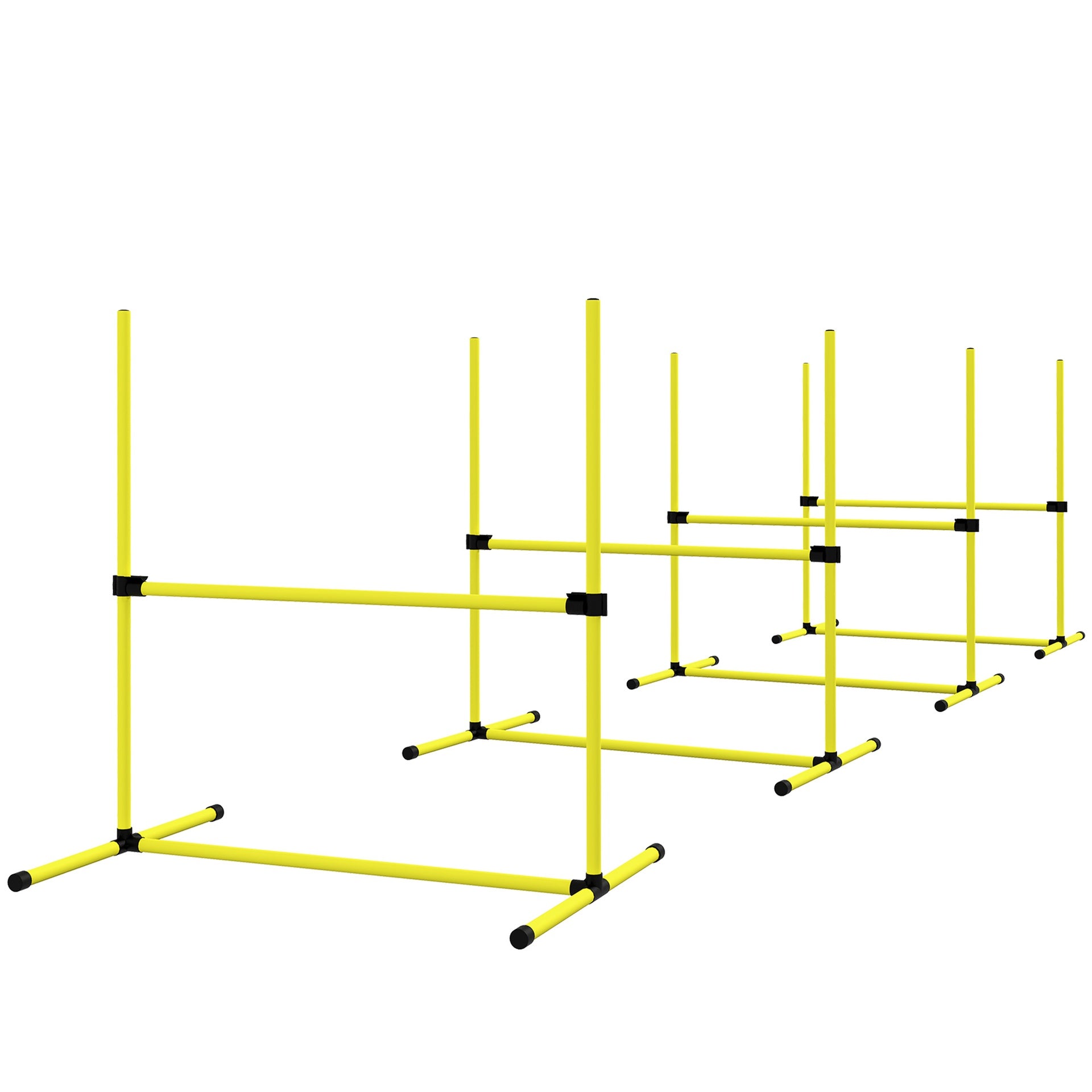PawHut 4 Piece Dog Agility Set with Adjustable Height Jump Bars, Carry Bag, Displacing Top Bar, Yellow Yellow