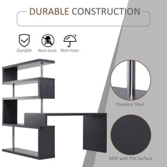 HOMCOM 94" 5 Tier L-Shaped Computer Desk Rotating Writing Table Corner Desk with Display Shelves and Stainless Steel Frame, Black
