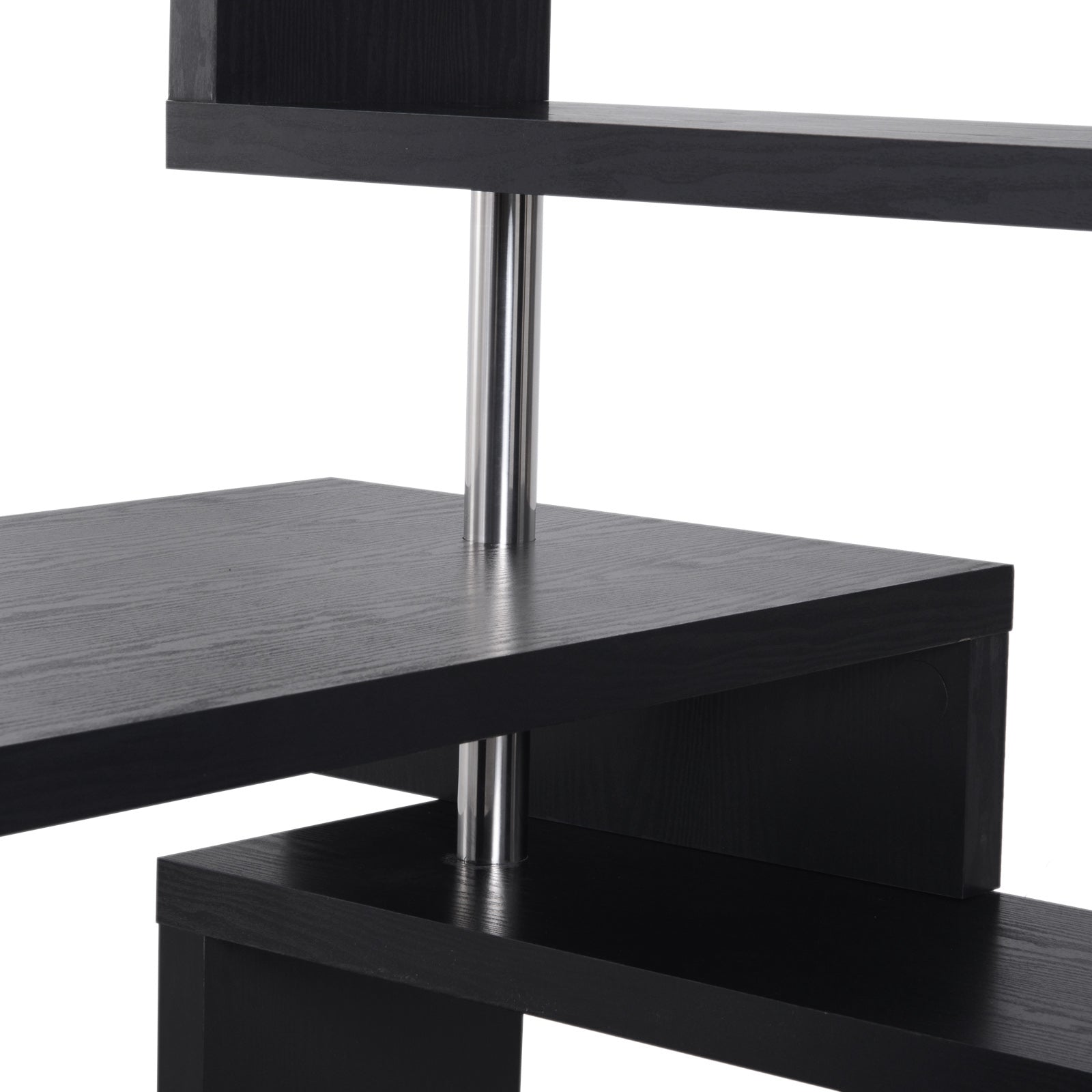 HOMCOM 94" 5 Tier L-Shaped Computer Desk Rotating Writing Table Corner Desk with Display Shelves and Stainless Steel Frame, Black