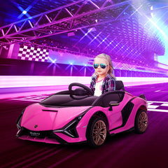 Aosom Lamborghini SIAN 12V Kids Rechargeable Ride On Car Toy w/ Remote Control, Pink