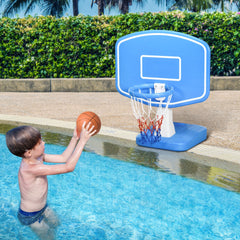 Outsunny Pool Basketball Hoop Poolside with Ball and Pump, Basketball Goal for Inground Pools and Swimming Pool Games, Blue
