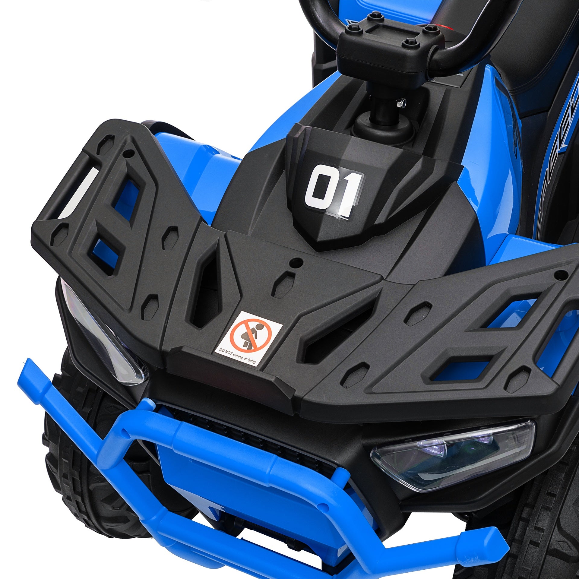 Qaba 12V Kids ATV, 4 Wheeler Quad with 4 Spring Suspension Wheels, LED Lights, Music USB, Blue