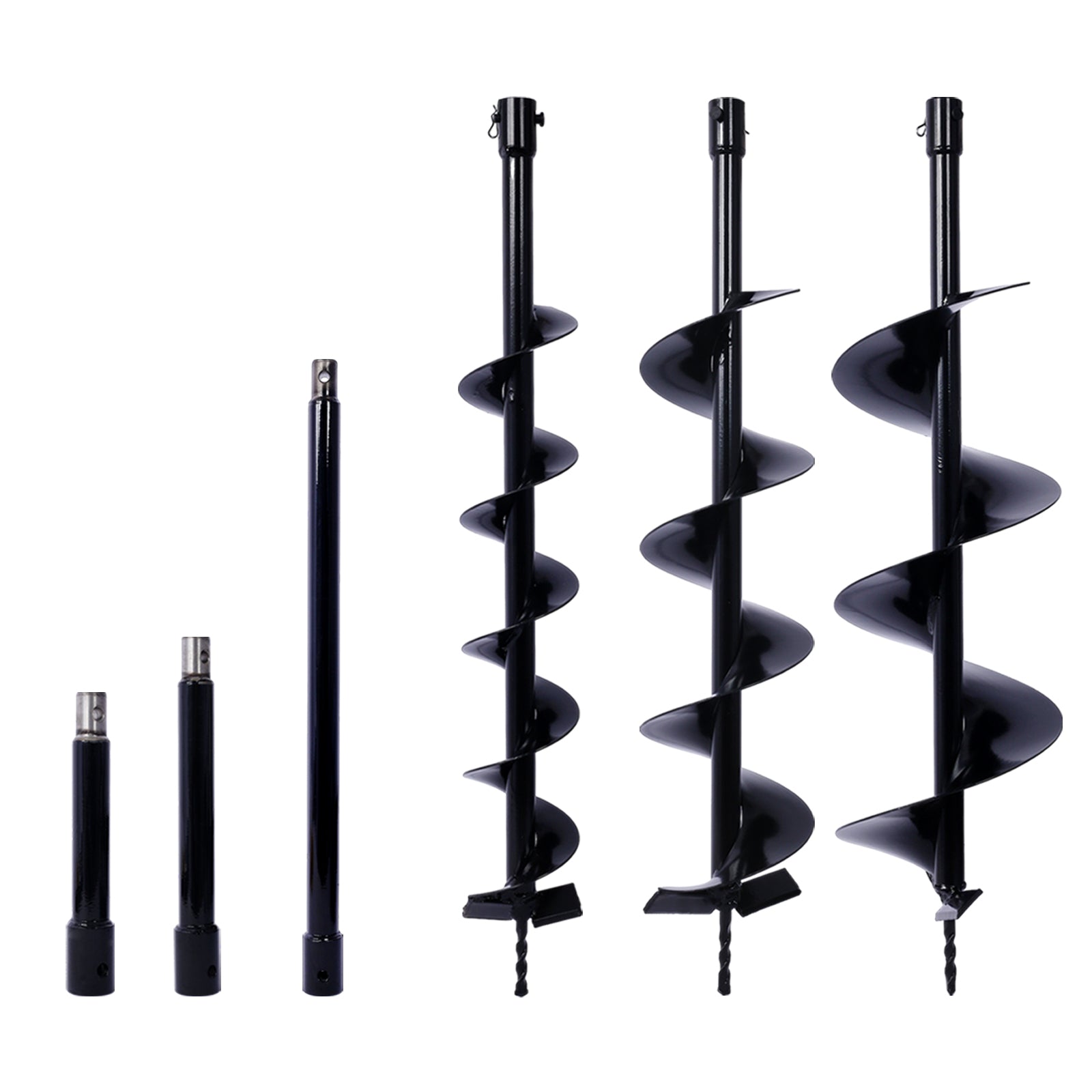 Auger Drill Bit for Planting Hole, Bulb Bedding Digging Post Hole Planting Tool for 3/4" Shaft Auger,Hole Digger Replacement Auger Bits Earth Auger Digging Bit 4IN+6IN+8IN+EXTENSION ROD KIT