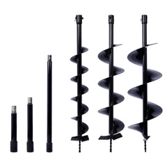 Auger Drill Bit for Planting Hole, Bulb Bedding Digging Post Hole Planting Tool for 3/4" Shaft Auger,Hole Digger Replacement Auger Bits Earth Auger Digging Bit 4IN+6IN+8IN+EXTENSION ROD KIT