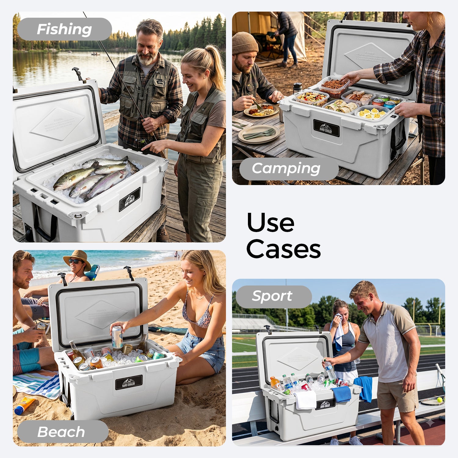 White outdoor Camping Picnic Fishing portable cooler 65QT Portable Insulated Cooler Box