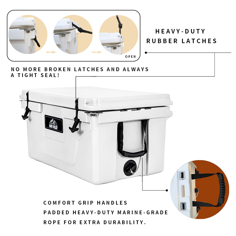 White outdoor Camping Picnic Fishing portable cooler 65QT Portable Insulated Cooler Box