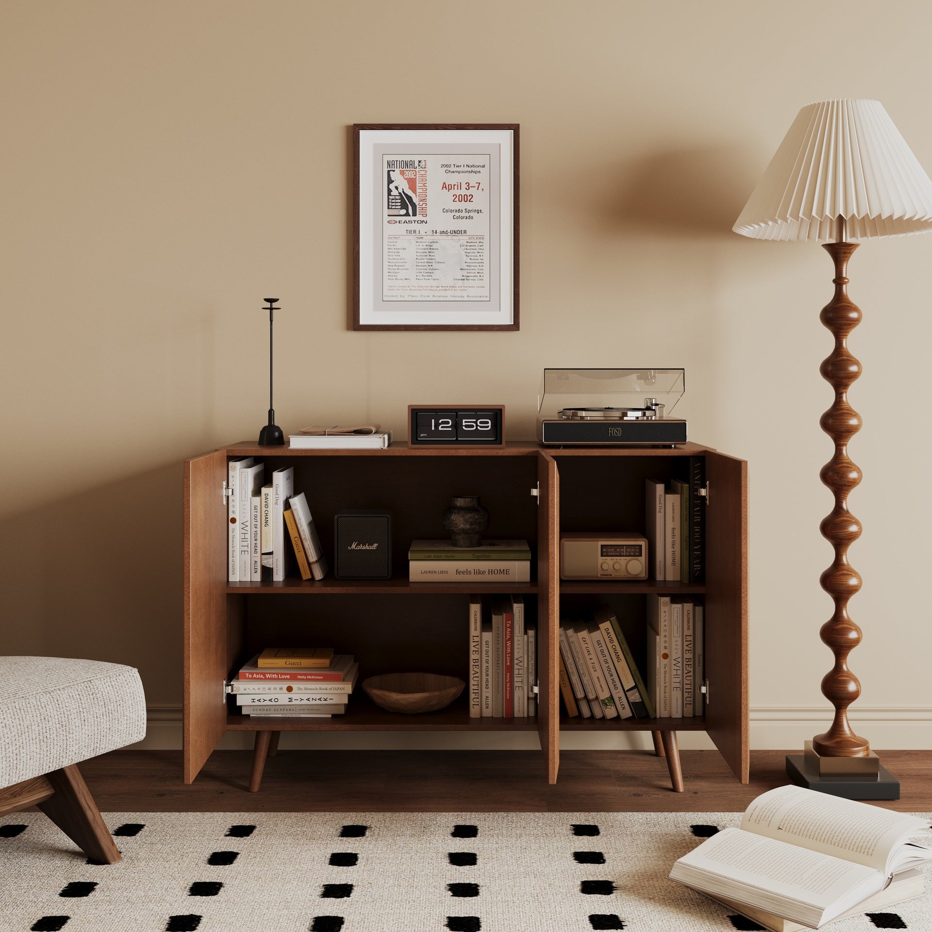 Entryway Storage Media Console Farmhouse Tv Stand Accent Buffet Sideboard Cabinet With Doors and Shelves
