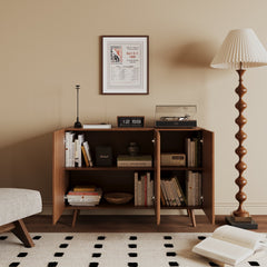 Entryway Storage Media Console Farmhouse Tv Stand Accent Buffet Sideboard Cabinet With Doors and Shelves