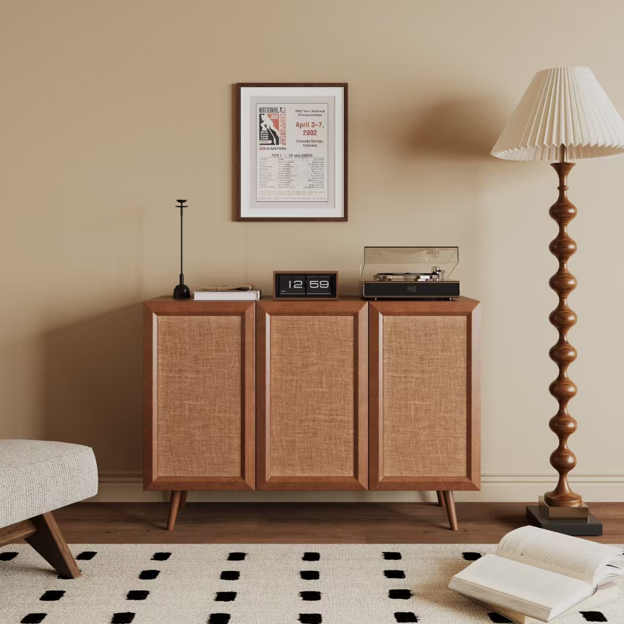 Entryway Storage Media Console Farmhouse Tv Stand Accent Buffet Sideboard Cabinet With Doors and Shelves