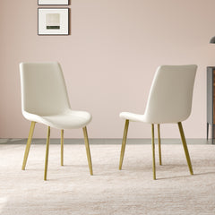 Dining Chairs Set of 4, Modern Design Home Chairs, PU Leather Metal Dining Chairs for Kitchen Dining Room-White