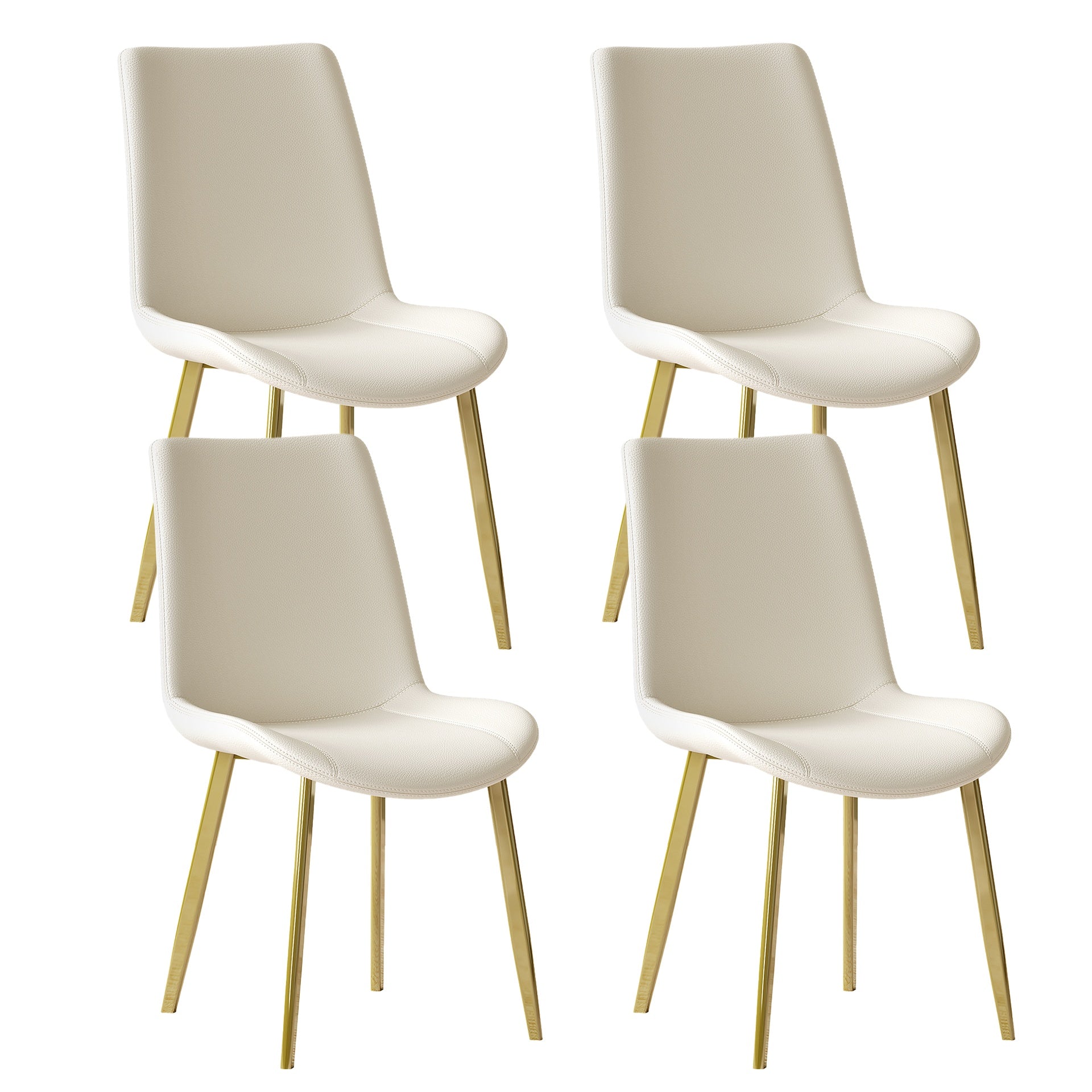 Dining Chairs Set of 4, Modern Design Home Chairs, PU Leather Metal Dining Chairs for Kitchen Dining Room-White