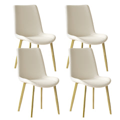 Dining Chairs Set of 4, Modern Design Home Chairs, PU Leather Metal Dining Chairs for Kitchen Dining Room-White