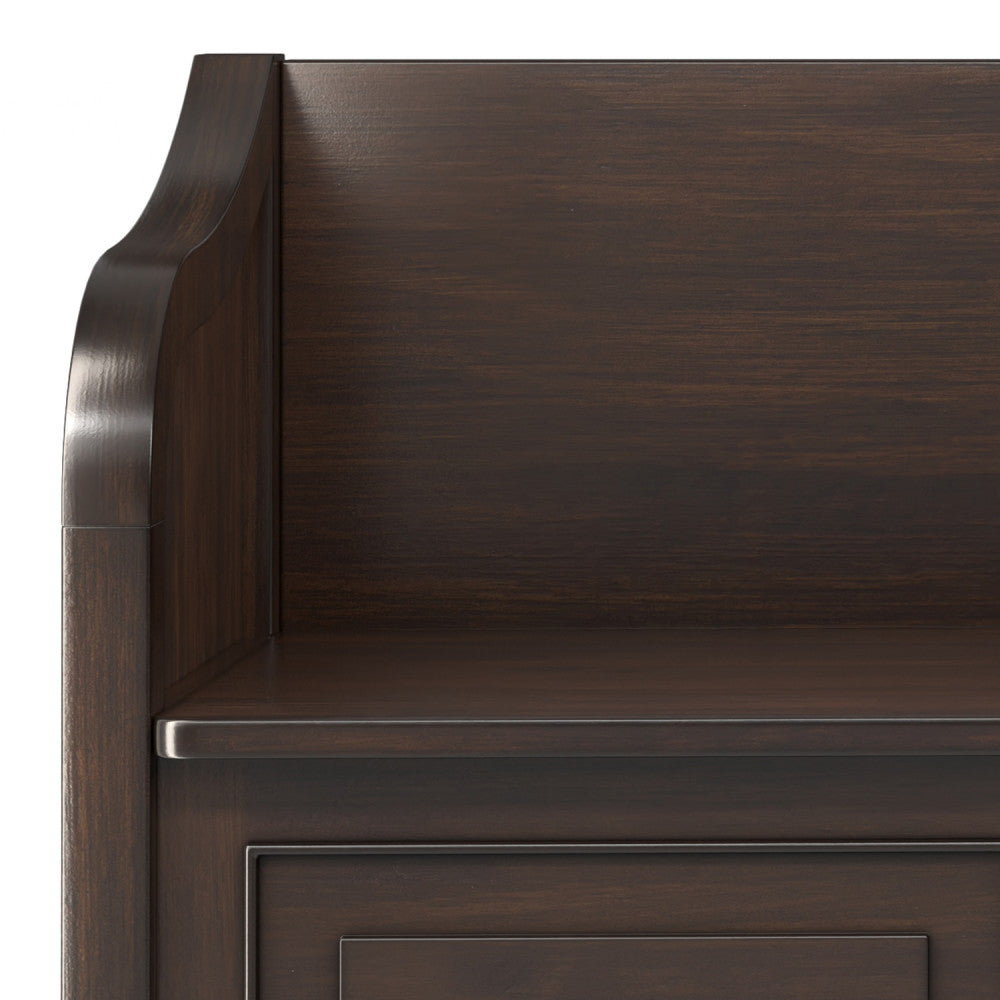 Connaught 56 inch Wide Solid Wood Wide Entryway Storage Bench in Chestnut Brown