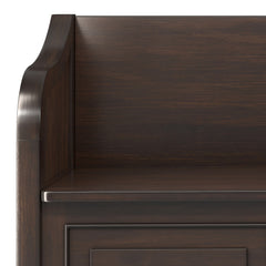 Connaught 56 inch Wide Solid Wood Wide Entryway Storage Bench in Chestnut Brown