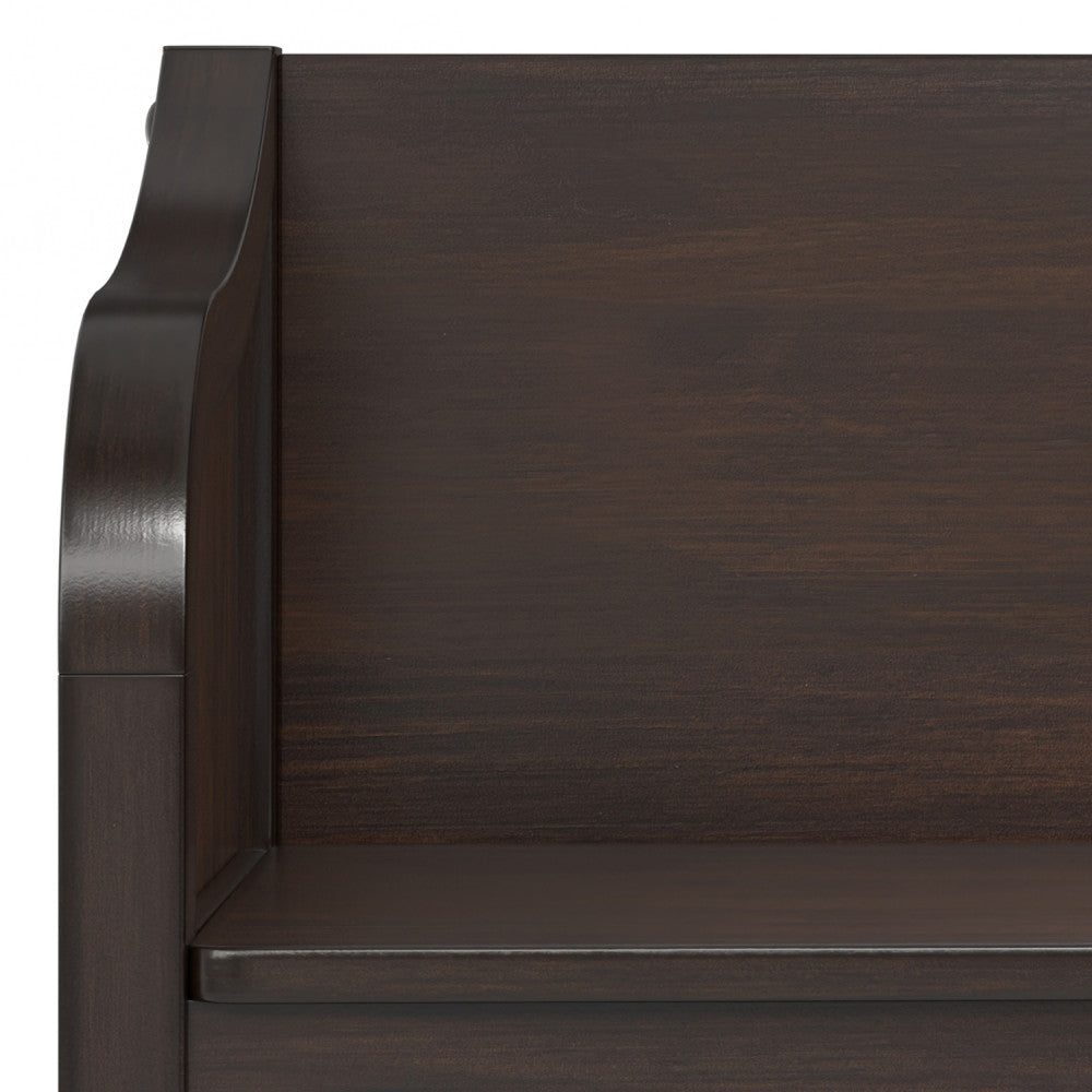 Connaught 30 inch Wide Solid Wood Small Entryway Storage Bench in Chestnut Brown