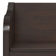 Connaught 30 inch Wide Solid Wood Small Entryway Storage Bench in Chestnut Brown