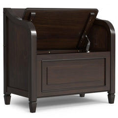 Connaught 30 inch Wide Solid Wood Small Entryway Storage Bench in Chestnut Brown