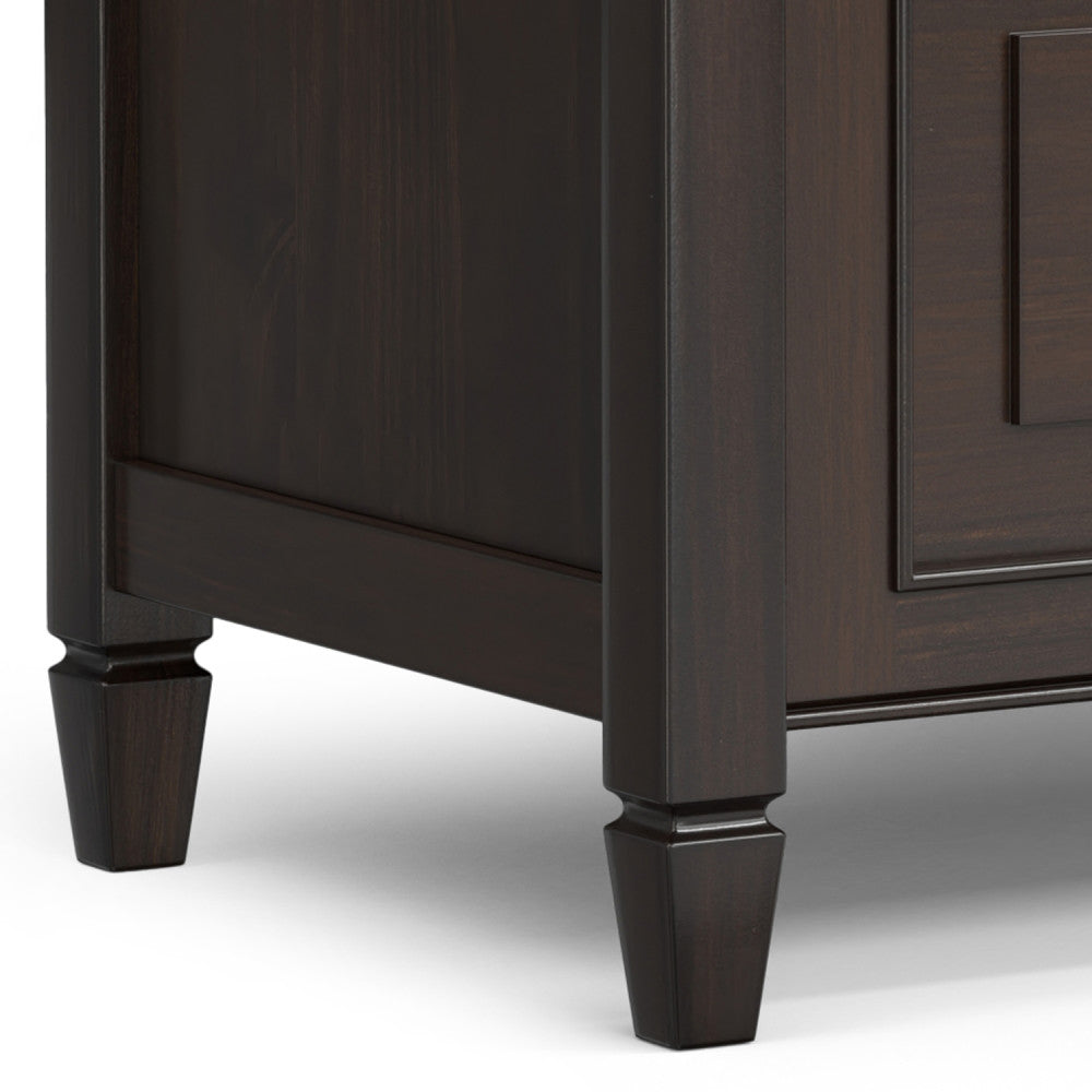 Connaught 30 inch Wide Solid Wood Small Entryway Storage Bench in Chestnut Brown