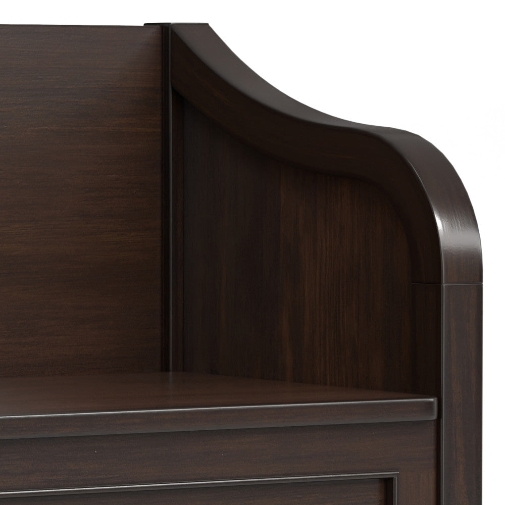 Connaught 30 inch Wide Solid Wood Small Entryway Storage Bench in Chestnut Brown