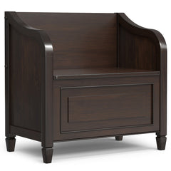 Connaught 30 inch Wide Solid Wood Small Entryway Storage Bench in Chestnut Brown