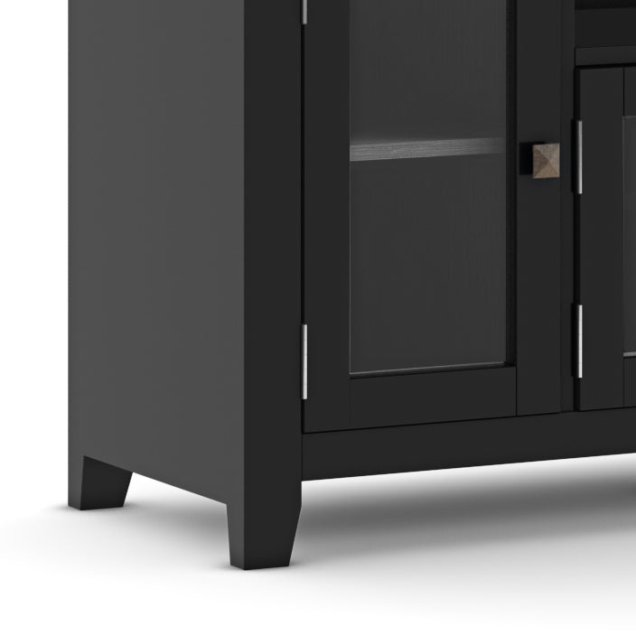Cosmopolitan 72 inch Wide Solid Wood TV Stand in Black For TVs up to 80 inches