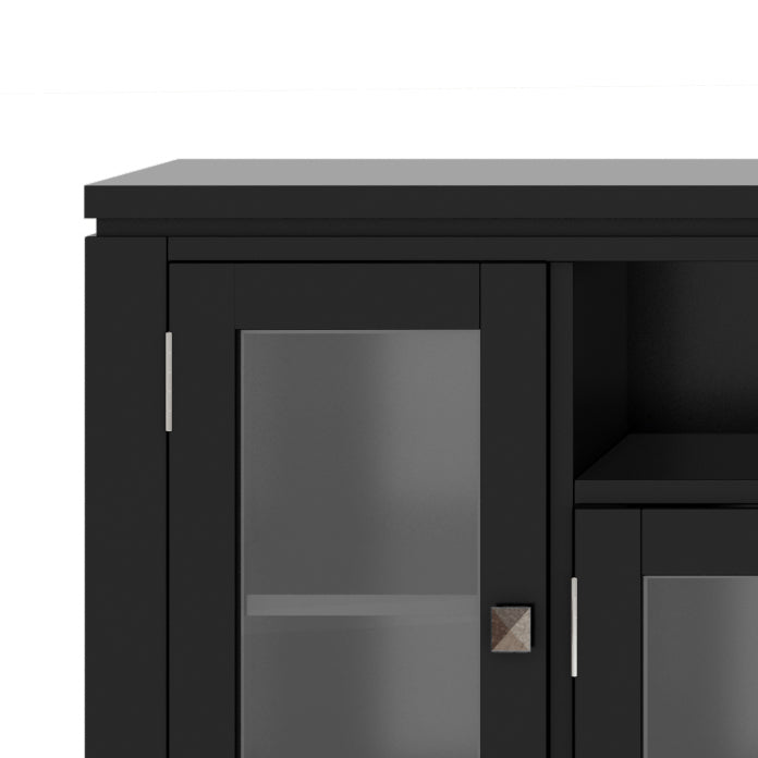 Cosmopolitan 72 inch Wide Solid Wood TV Stand in Black For TVs up to 80 inches