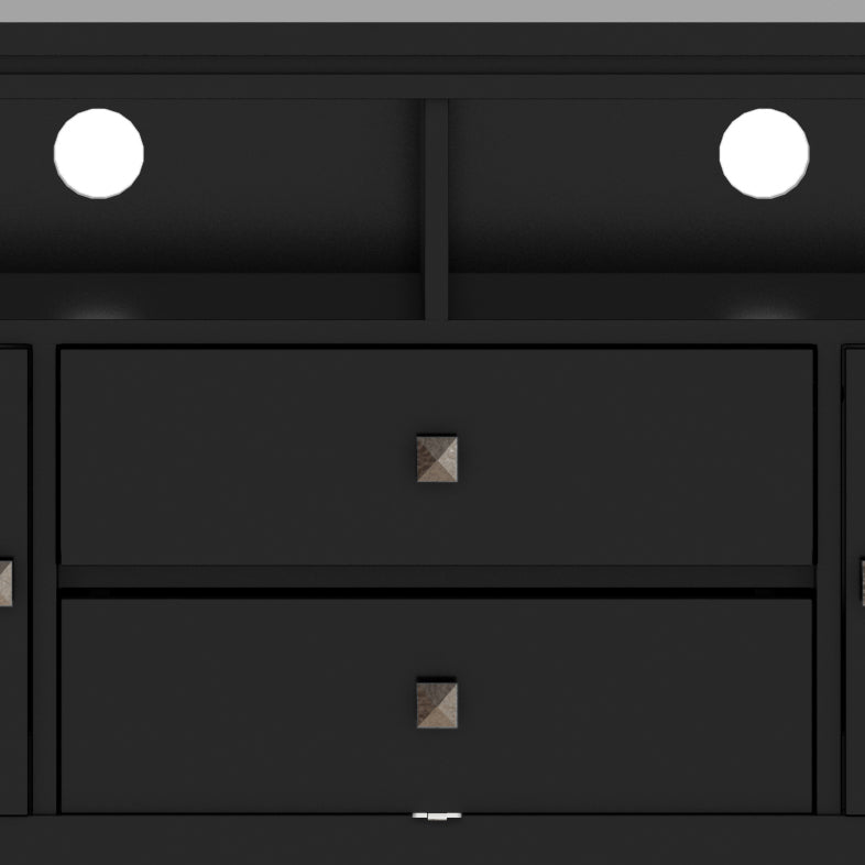 Cosmopolitan 72 inch Wide Solid Wood TV Stand in Black For TVs up to 80 inches
