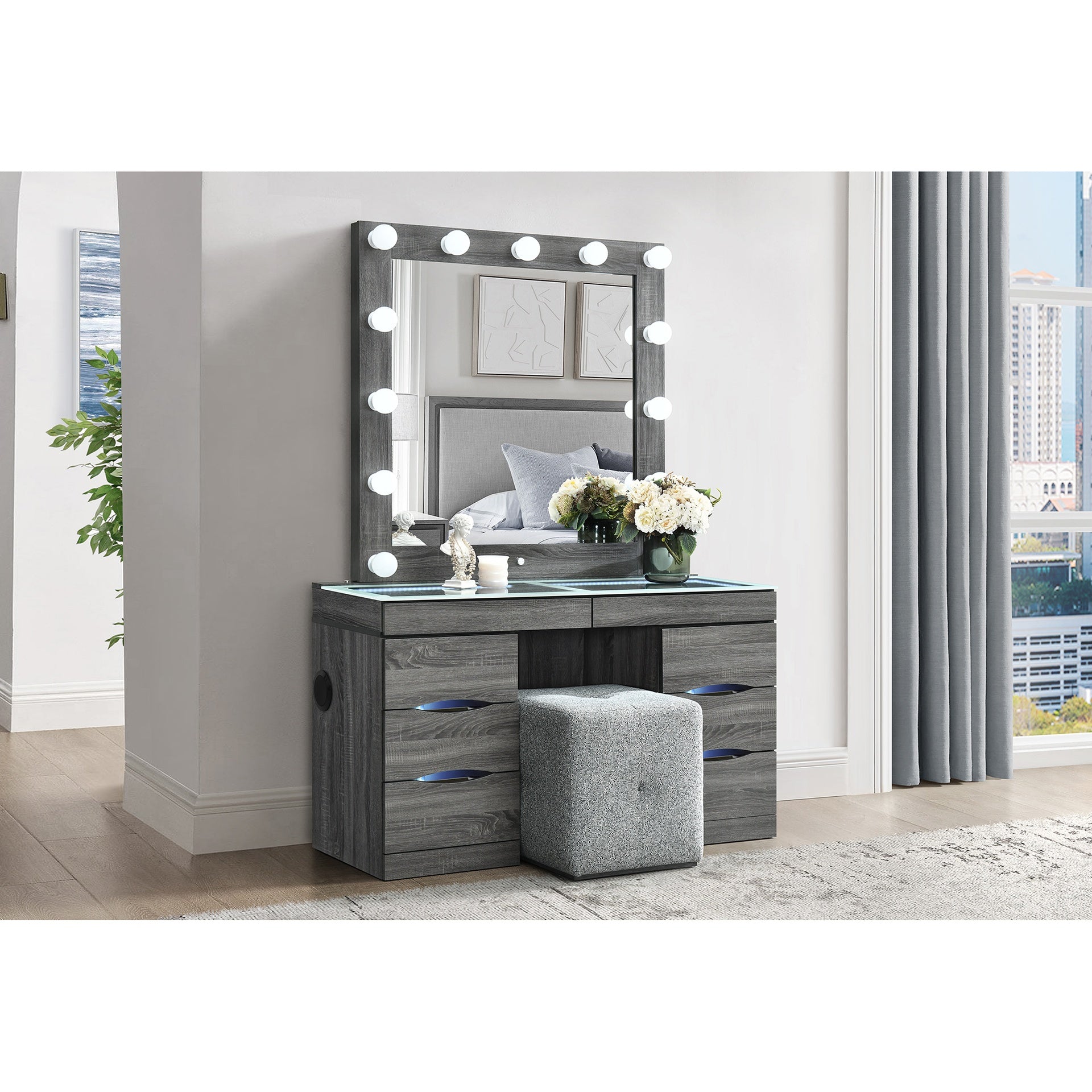 Lorena Grey Vanity and Stool Set
