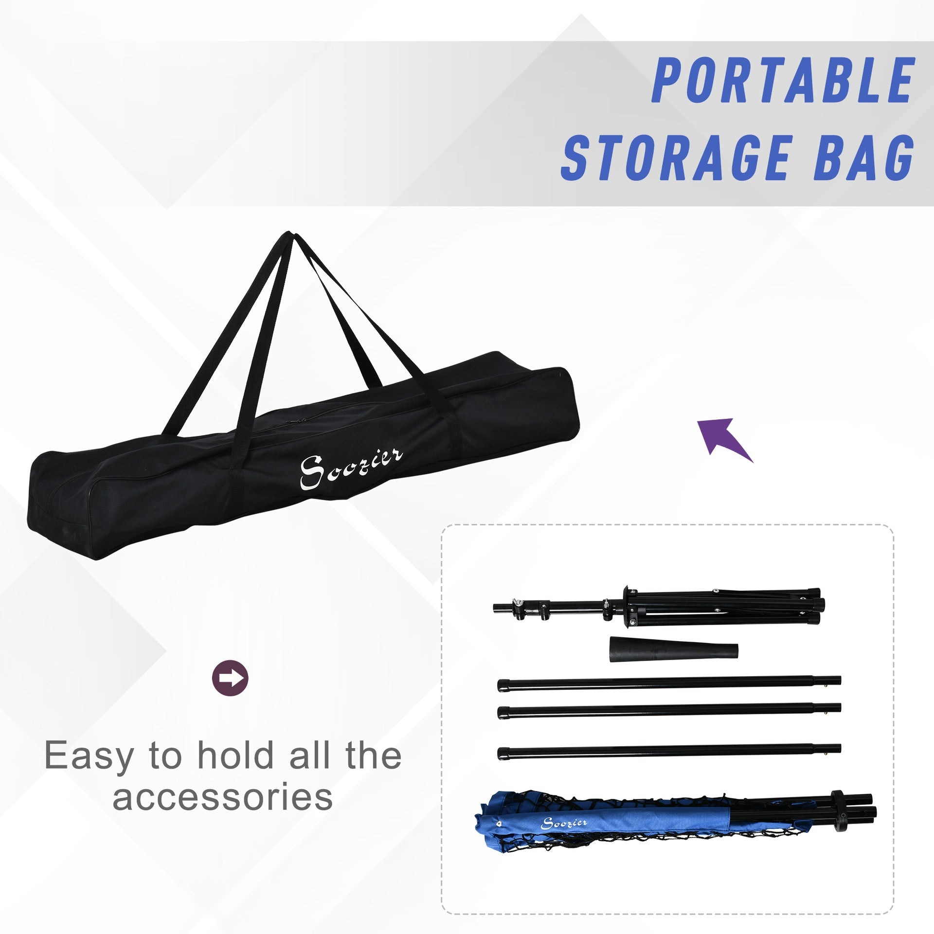 Soozier Baseball Practice Net Set with 7.5x7ft Catcher Net, Ball Caddy and Batting Tee, Portable Pitching Net with Carry Bag for Hitting, Pitching, Batting, Catching, Blue