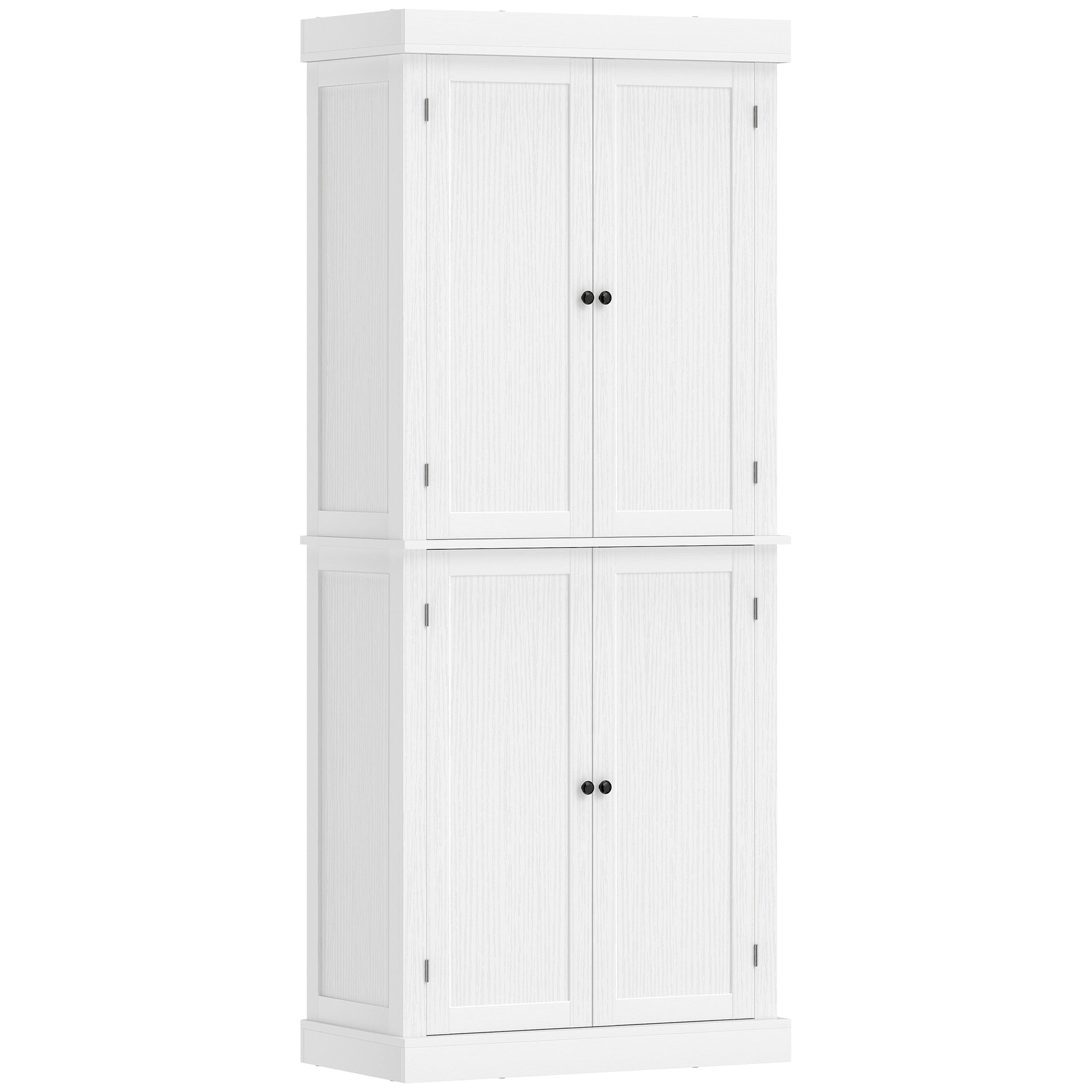 HOMCOM 72" Kitchen Cabinet, Pantry Storage Cabinet with Doors and Shelves, Freestanding Food Pantry Cabinet, White Wood Grain