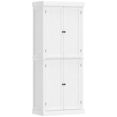 HOMCOM 72" Kitchen Cabinet, Pantry Storage Cabinet with Doors and Shelves, Freestanding Food Pantry Cabinet, White Wood Grain