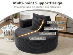 Round Sofa Bed with Memory Foam Sectional Couches for Living Room, Cloud Couch with three pillows, Black