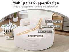 Round Sofa Bed with Memory Foam Sectional Couches for Living Room, Cloud Couch with three pillows, White