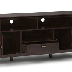 Artisan 72 inch Wide Solid Wood TV Stand in Tobacco Brown For TVs up to 80 inches