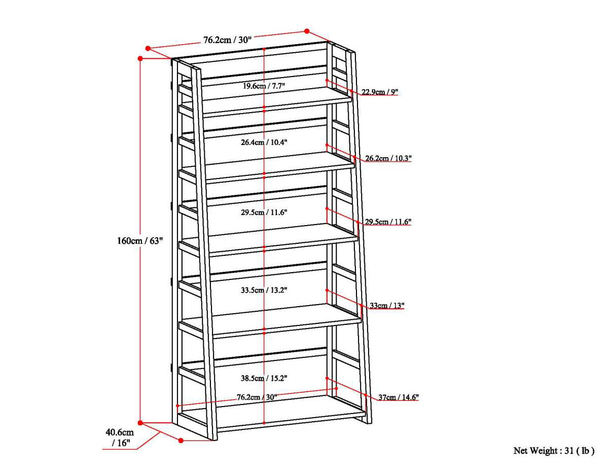 Acadian - Ladder Shelf Bookcase - Light Golden Brown