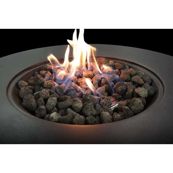 11" H x 30" W Fibre Reinforced Concrete Propane Gas Outdoor Fire Pit Table with Lid