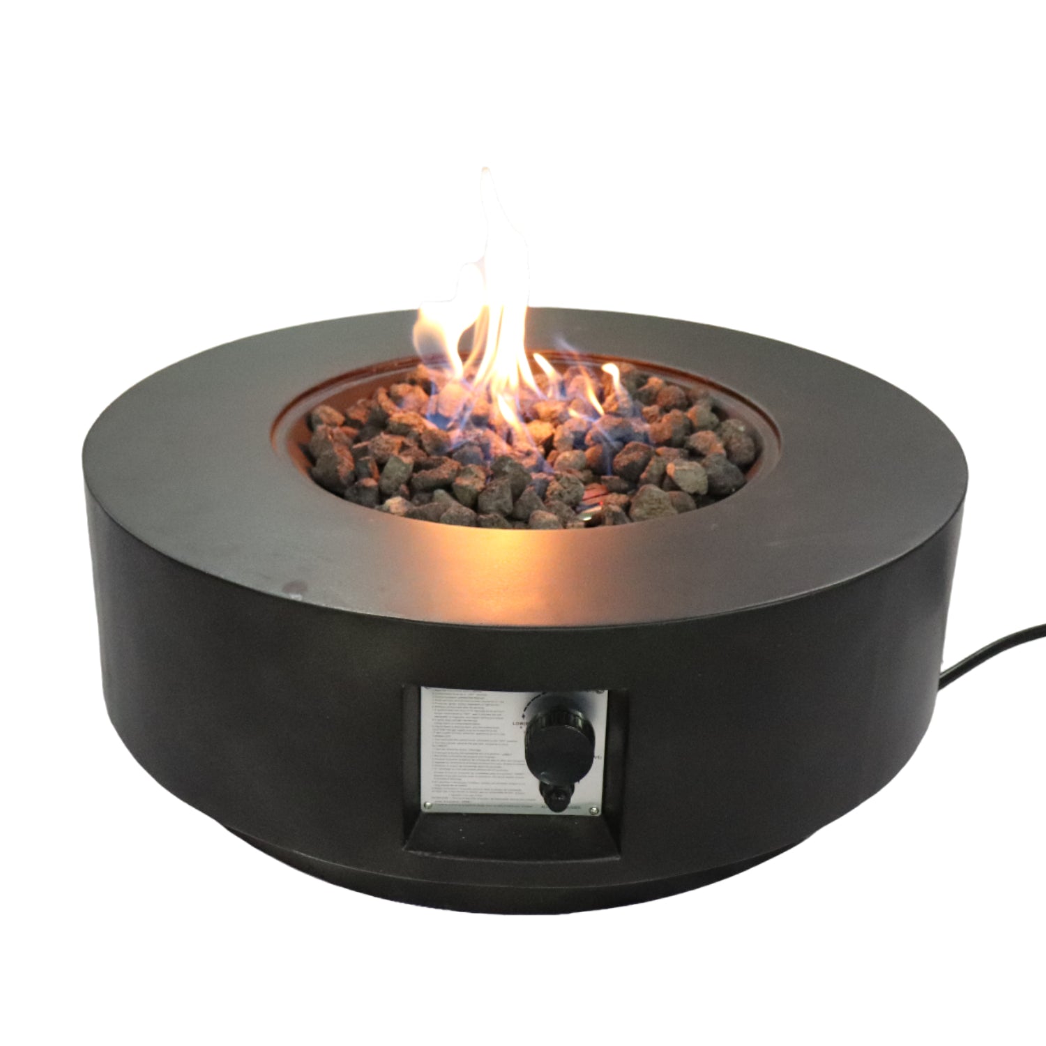 11" H x 30" W Fiber Reinforced Concrete Propane Gas Outdoor Fire Pit Table with Lid